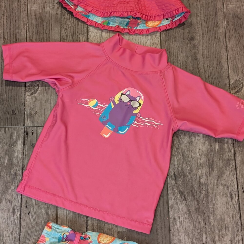 UV Skins, 3 Piece Swim Set w/Hat, Sz 5 - Picture 2 of 11